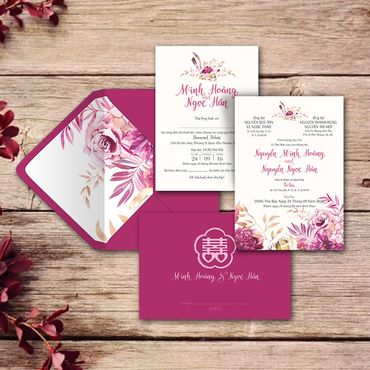 Thiệp Hiện đại - Peonies - Thiệp cưới Thiết kế - Hình 5