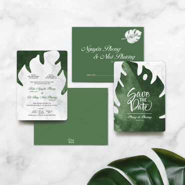 Green & Marble - Thiệp cưới nhà Pin - Hình 1