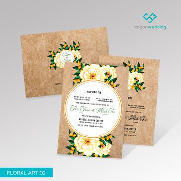 Thiệp cưới Floral Art 02 - 17B - Saigon Wedding - Thiệp cưới - Hình 1