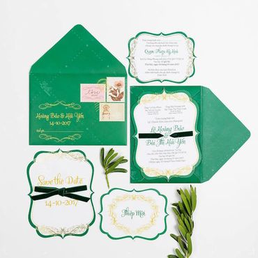 Thiệp cưới xanh ngát- Xu hướng 2018 - Lubi Wedding Paper - Hình 1