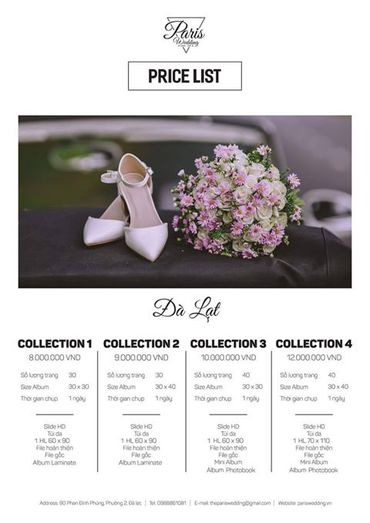 Bảng giá dịch vụ cưới tại Paris Wedding - Paris Wedding Vietnam - CN TPHCM - Hình 6